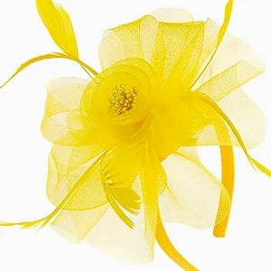 Yellow Fascinator Tuesday Flower Beads Feathers Headband Tea Weddings Church